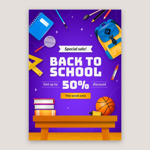 Vertical flyer template for back to school season