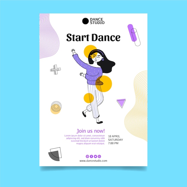 Vertical flyer template for dancing courses