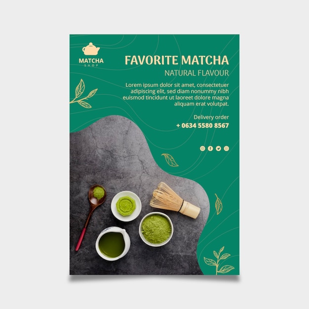 Vertical flyer template for matcha tea