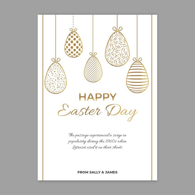 Vertical greeting card template for easter