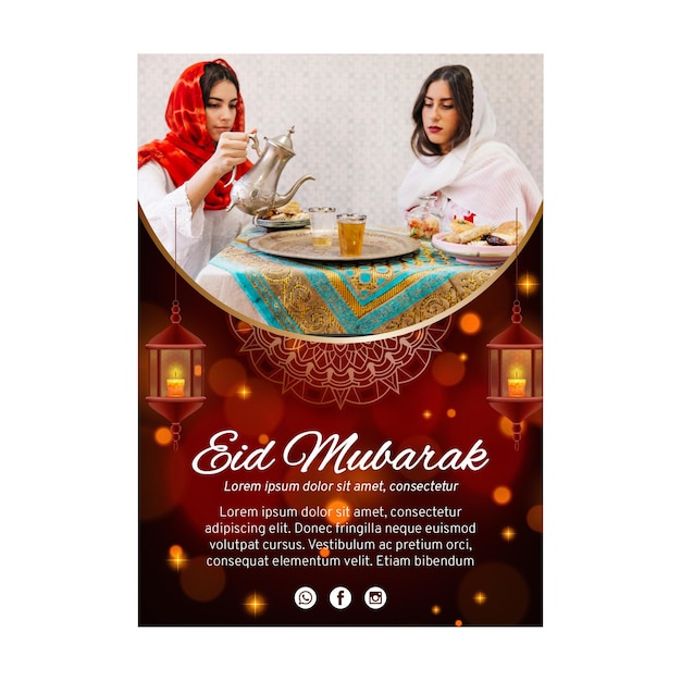 Vertical greeting card template for ramadan