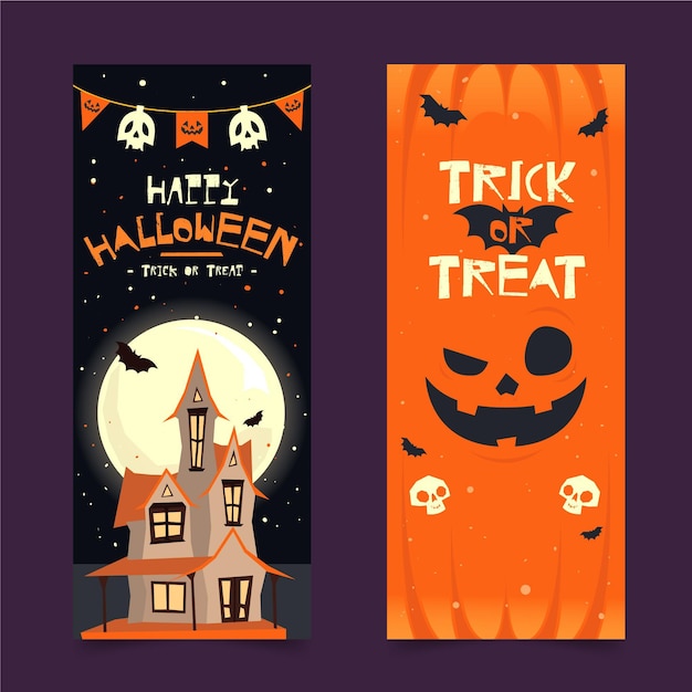 Vertical halloween banners flat design