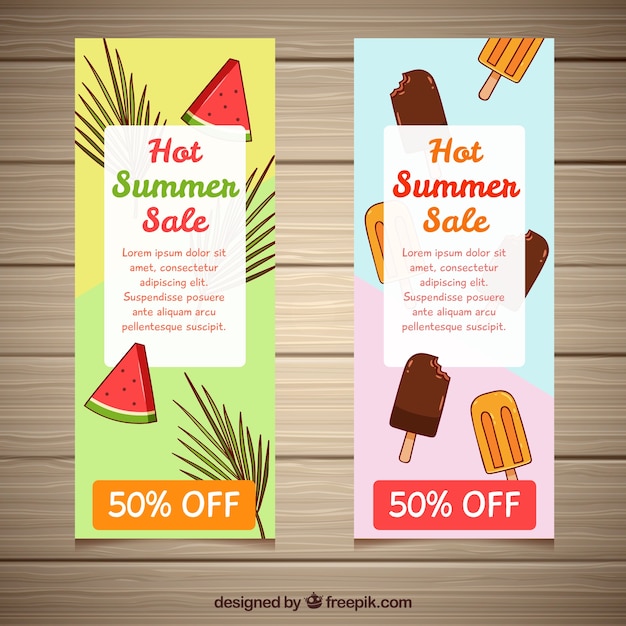 Free Vector vertical hand drawn summer sale banners