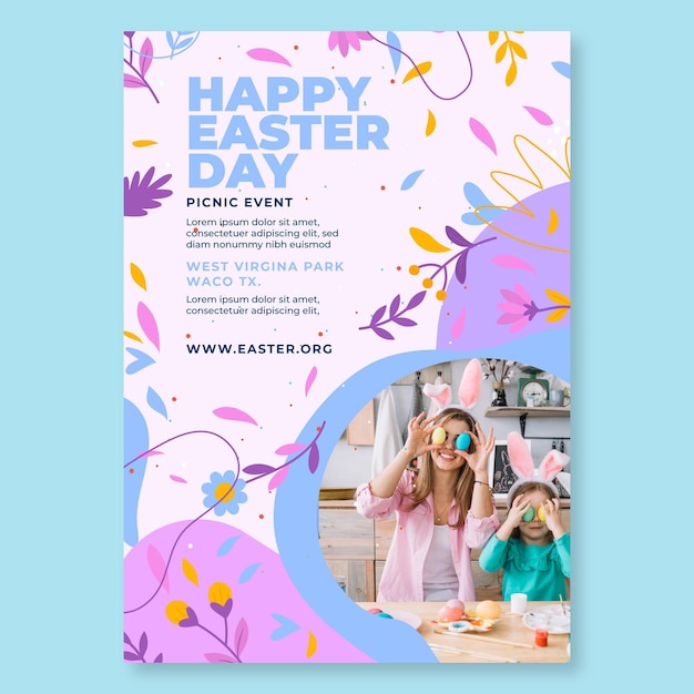 Free Vector vertical happy easter day flyer template