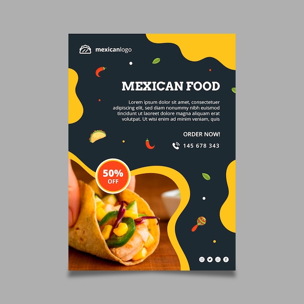 Vertical mexican food flyer template