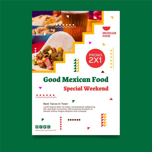 Vertical mexican food poster template