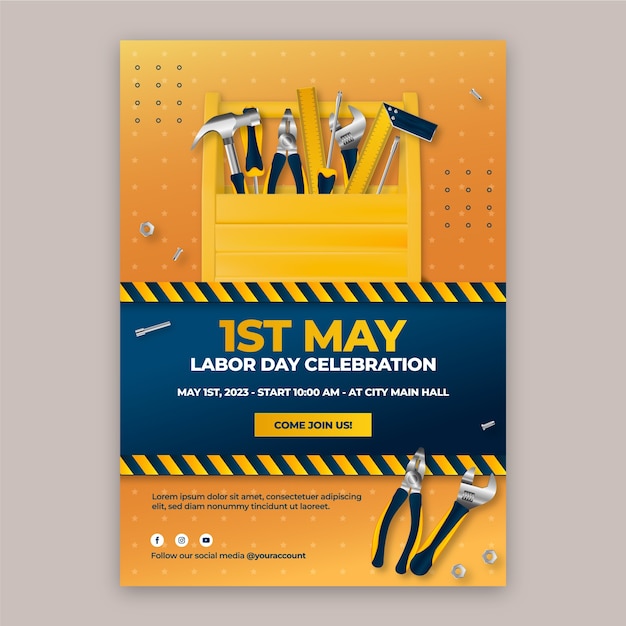 Vertical poster template for 1st may labor day celebration