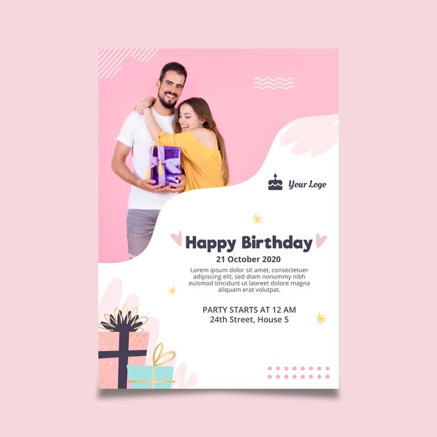 Vertical poster template for birthday celebration