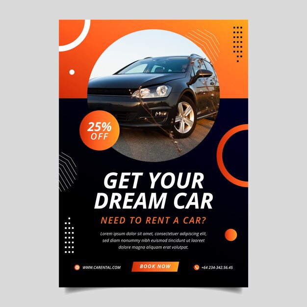 Vertical poster template for car rental company