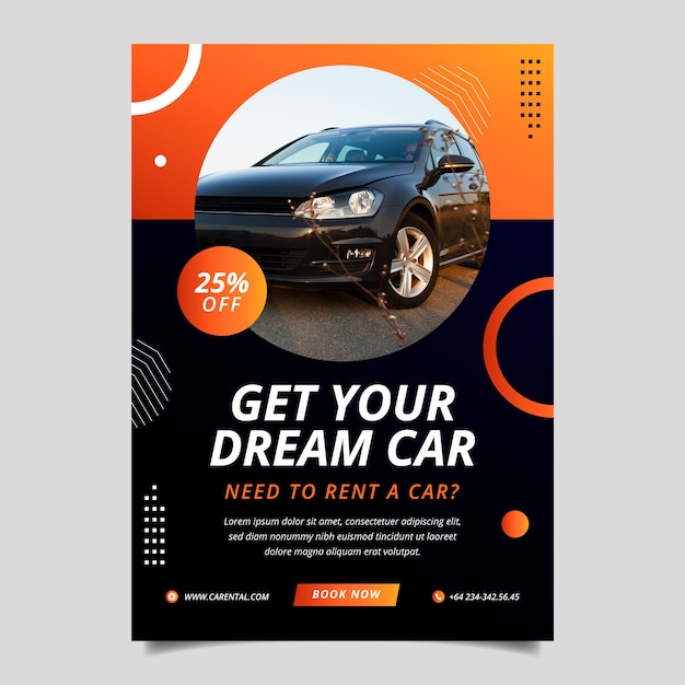 Vertical poster template for car rental company