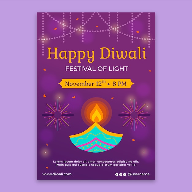 Vertical poster template for diwali festival celebration