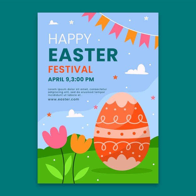 Free vector vertical poster template for easter celebration