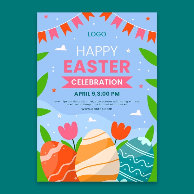 Free vector vertical poster template for easter celebration