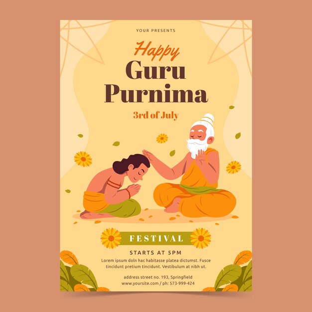 Vertical poster template for guru purnima celebration