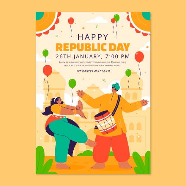 Vertical poster template for indian republic day national holiday