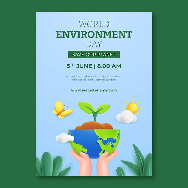 Free vector vertical poster template for international environment celebration