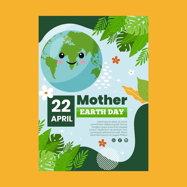 Free Vector vertical poster template for mother earth day celebration