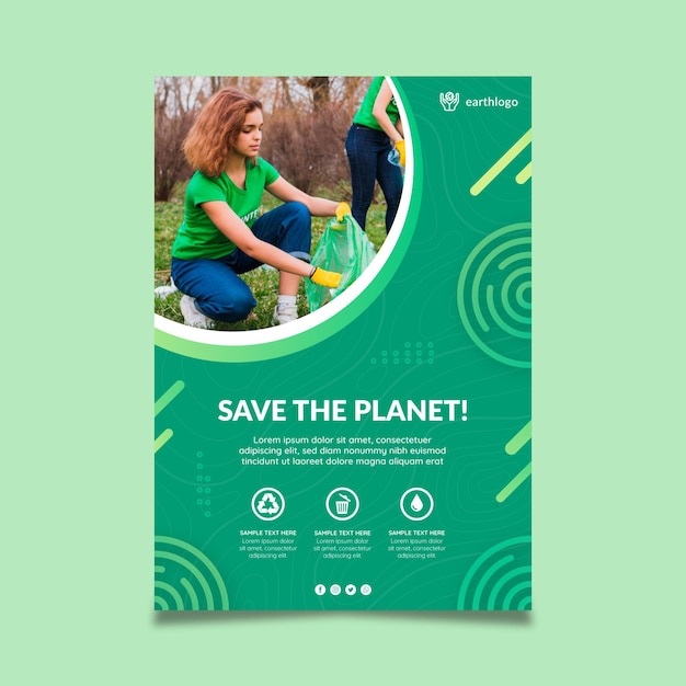 Free Vector vertical poster template for mother earth day celebration