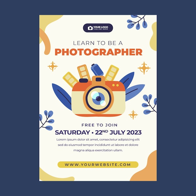 Vertical poster template for photographer career and hobby