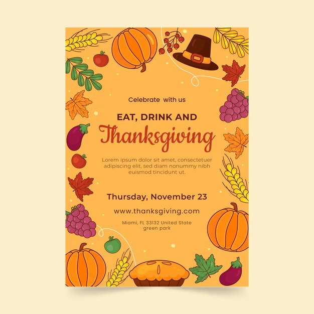 Free Vector vertical poster template for thanksgiving day celebration