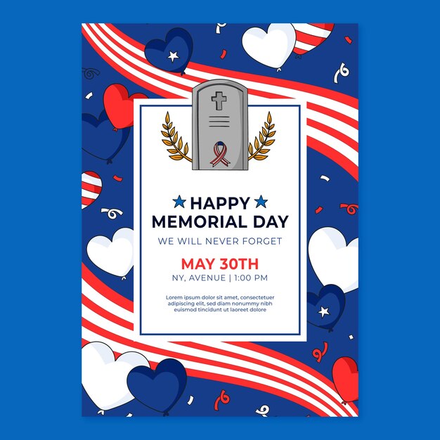 Vertical poster template for us memorial day celebration