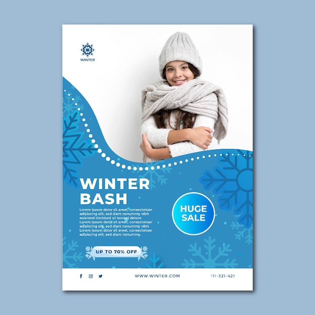 Vertical poster template for winter sale