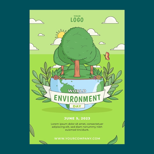 Free Vector vertical poster template for world environment day celebration