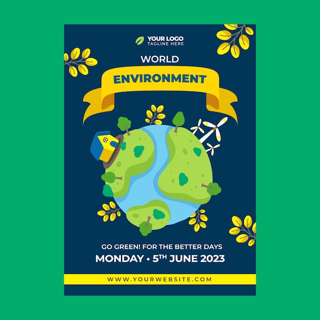 Free vector vertical poster template for world environment day celebration