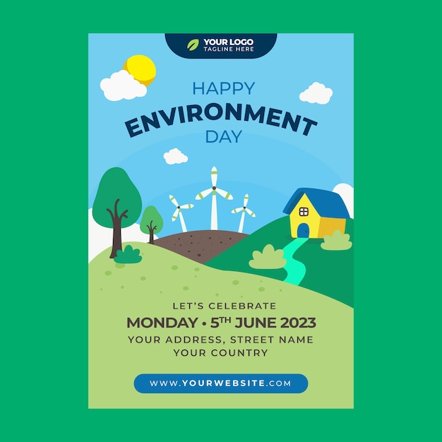 Free Vector vertical poster template for world environment day celebration