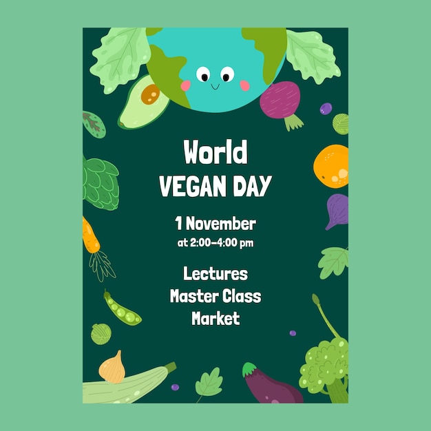 Free Vector vertical poster template for world vegan day celebration