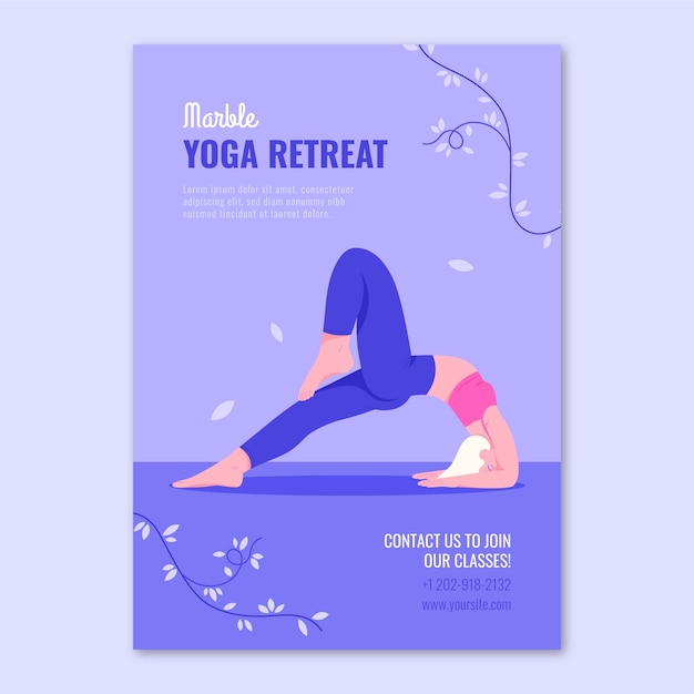 Vertical poster template for yoga retreat and meditation centre