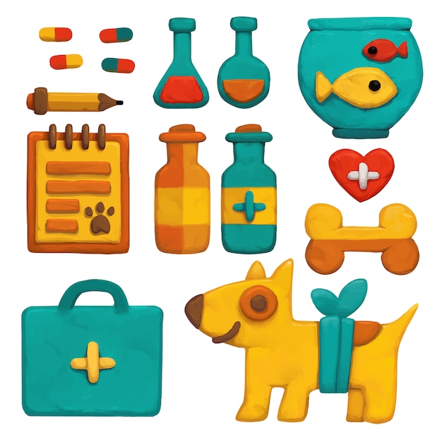 Free vector vet elements collection