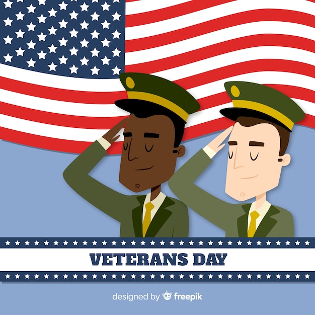 Free Vector veterans day background with us flag elements