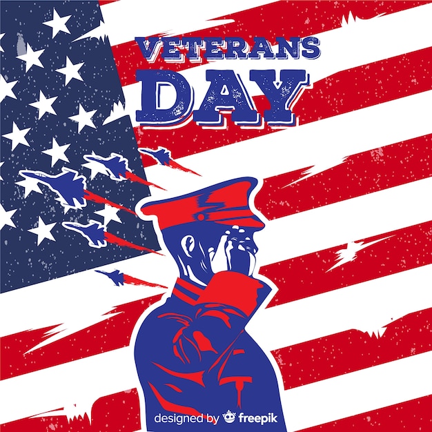 Free Vector veterans day background with us flag elements