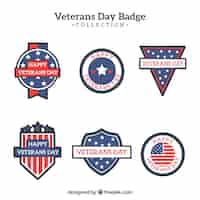 Free vector veterans day badge set