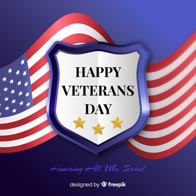 Veterans day with realistic flag background