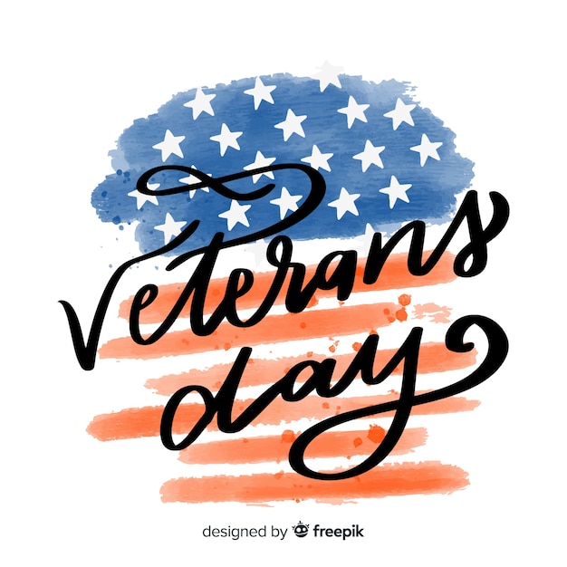 Free Vector veterans day with watercolour flag