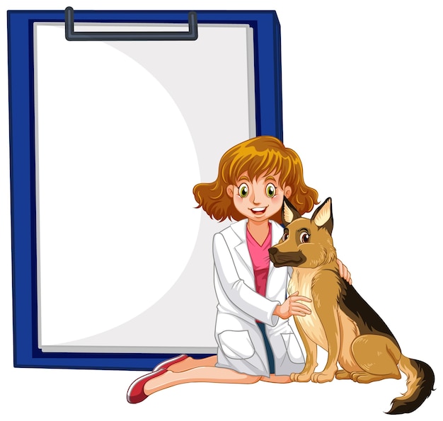 Free Vector veterinarian girl with her loyal dog