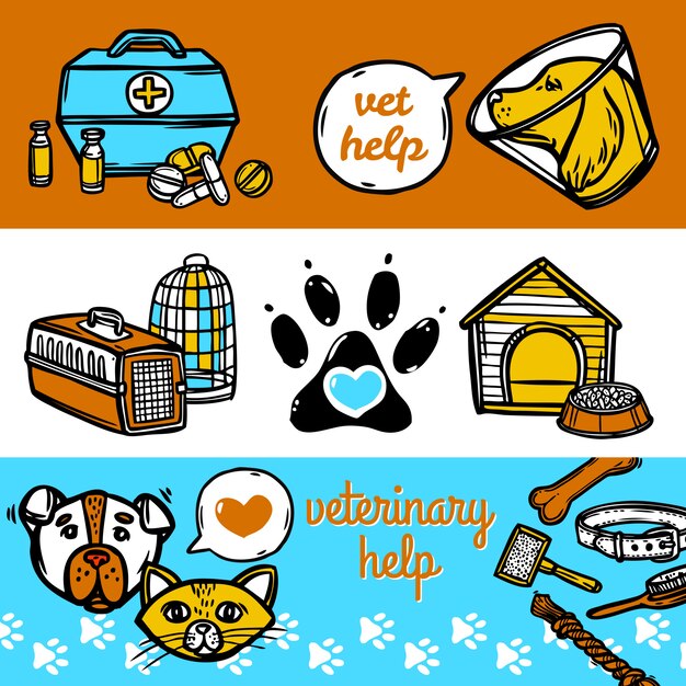 Veterinary Banners Set