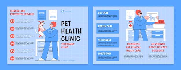 Free Vector veterinary clinic brochure template