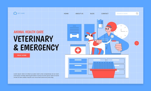 Free Vector veterinary clinic landing page template