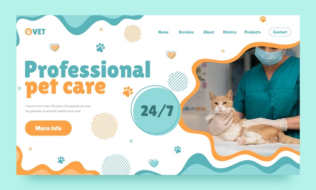 Free Vector veterinary clinic landing page template