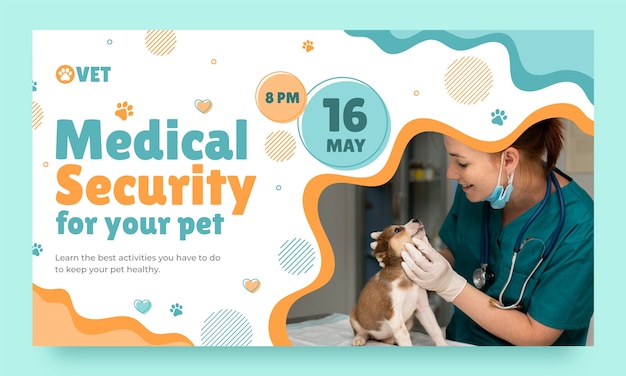 Free Vector veterinary clinic webinar template