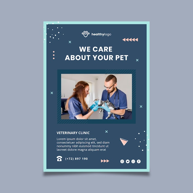 Veterinary flyer template with photo