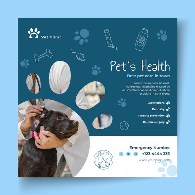 Veterinary flyer template with photo