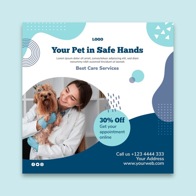 Veterinary squared flyer template