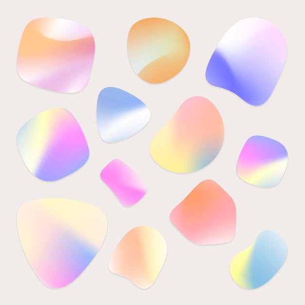 Free vector vibrant badges vector holographic and gradient shapes set