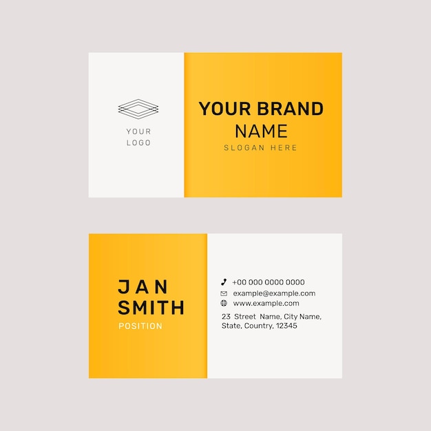 Vibrant business card template vector in yellow