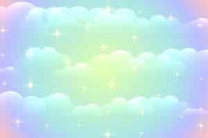 Free vector vibrant clouds background with shiny stars