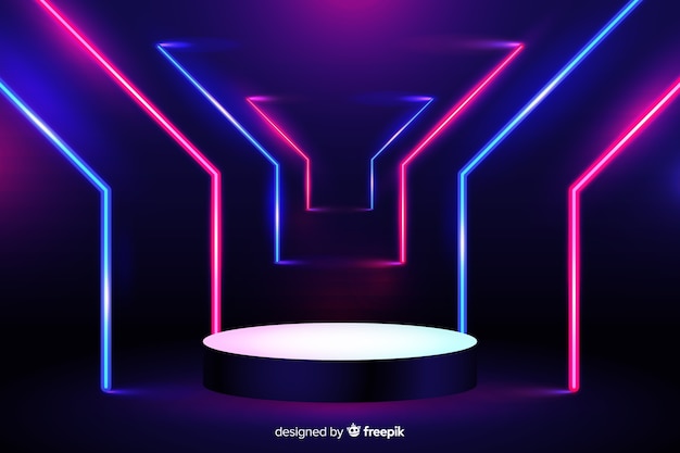 Free Vector vibrant neon lights stage background